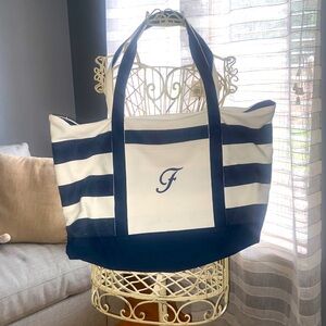 LAST CHANCE! Navy blue striped Beach bag